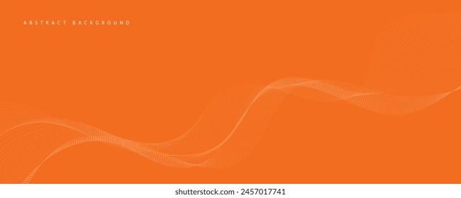 Vector abstract orange background with dynamic orange waves, lines and particles.	
