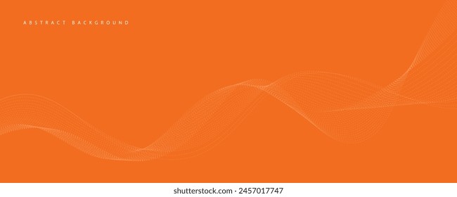 Vector abstract orange background with dynamic orange waves, lines and particles.	
