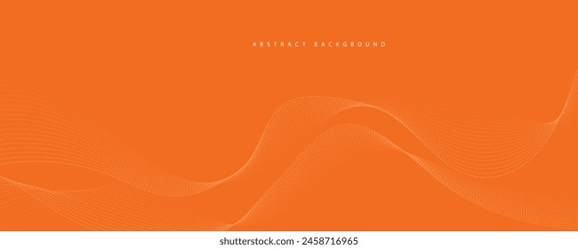 Vector abstract orange background with dynamic orange waves, lines and particles.	