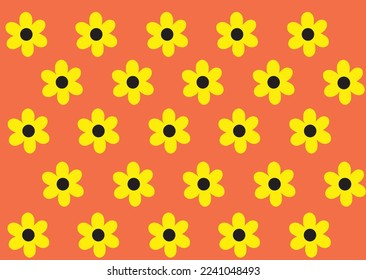 Vector abstract orange background with yellow floral pattern