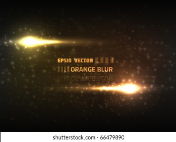 Vector abstract orange blur design on dark background. Has bright lights on both sides of composition.