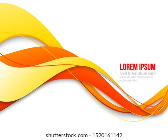Vector Abstract orange  curved lines background. Template brochure design
