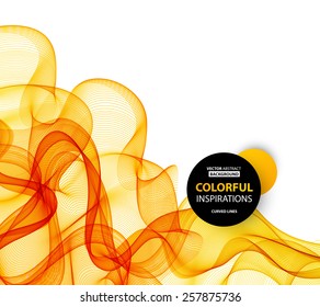 Vector Abstract orange curved smoky lines background. Brochure design