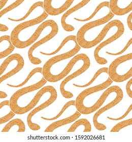 Vector Abstract Orange Gold Snakes on White Background Seamless Repeat Pattern. Background for textiles, cards, manufacturing, wallpapers, print, gift wrap and scrapbooking.