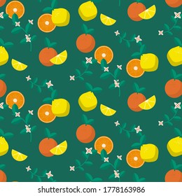Vector Resumen naranja y limón sobre fondo verde