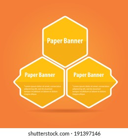 vector abstract orange paper banner or speech bubble on stylish orange background