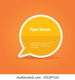 vector abstract orange paper banner or speech bubble on stylish orange background