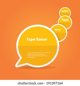 vector abstract orange paper banner or speech bubble on stylish orange background