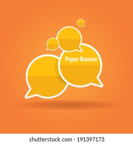 vector abstract orange paper banner or speech bubble on stylish orange background