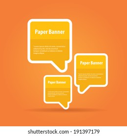vector abstract orange paper banner or speech bubble on stylish orange background