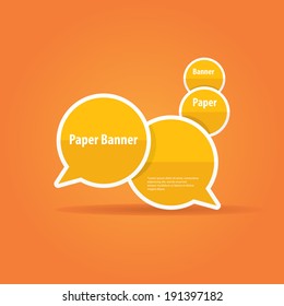 vector abstract orange paper banner or speech bubble on stylish orange background