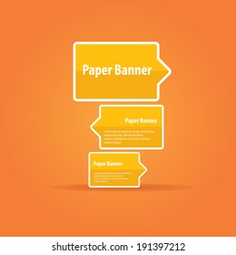 vector abstract orange paper banner or speech bubble on stylish orange background