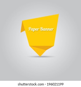 vector abstract orange paper banner or origami speech bubble on stylish grey background
