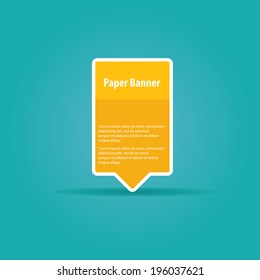 vector abstract orange paper banner or speech bubble on stylish turquoise background