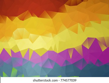 Vector - Abstract orange, red, pink, yellow geometric background, vector from polygons, triangle, vector illustration, vector pattern, triangular template