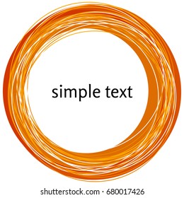 Vector abstract orange swirl shape isolated on white background. Rainbow abstract circle frame
