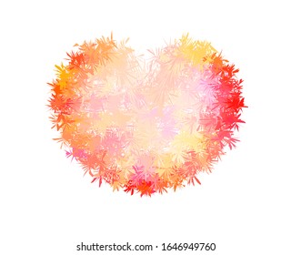 Corazón rojo-naranja vectorial hecho de flores.