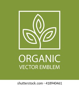Vector abstract organic emblem, outline monogram, flower symbol