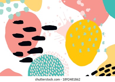Formas orgánicas abstractas vectoriales y líneas de fondo dibujadas a mano hechas en colores pastel. en un estilo de diseño abstracto de moda