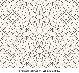 Padrão oriental abstrato vetorial. Linha com ornamentos árabes. Padrões, fundos e papéis de parede para o seu design. Ornamento têxtil. Ilustração vetorial.