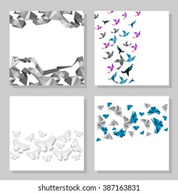 Vector abstract origami cards, geometric modern template.