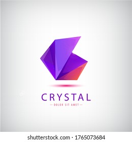 Icono 3d colorido del origami abstracto vectorial, logotipo aislado. Forma geométrica del triángulo púrpura