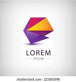 vector abstract origami colorful 3d icon, logo isolated