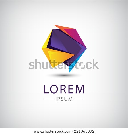 vector abstract origami colorful 3d icon, logo isolated