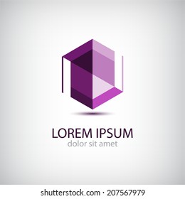 Vector Abstract Origami Crystal Editable Icon, Logo Isolated