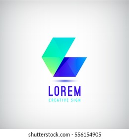 Vector abstract origami, crystal geometric logo. Company icon, identity template