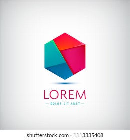 Vector Abstract Origami, Geometric Modern Logo. 3d Shape, Company Identity