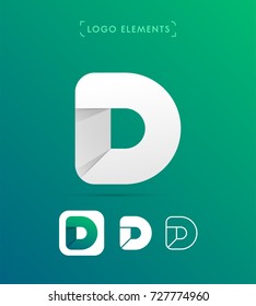 Vector abstract origami letter D logo template. Material design, flat and line style. Application icon