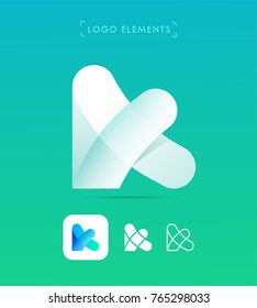 Vector abstract origami letter K or X logo design template. Material design, flat and line-art style. Application icon