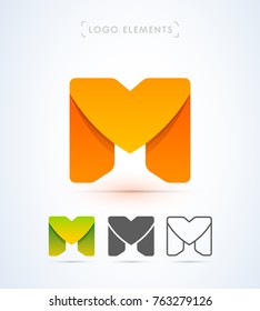 Vector abstract origami letter M logo design template. Material design, flat and line-art style