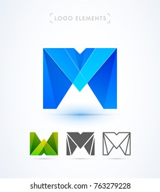 Vektor abstrakte Origami Buchstabe M Logo Design-Vorlage. Materialdesign, flach und line-art Stil