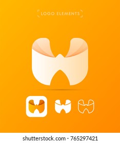 Vector abstract origami letter M and W logo design template. Material design, flat and line-art style