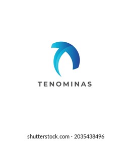 Vector abstract origami letter T logo template. Material design