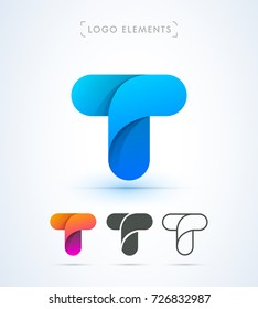 Vector abstract origami letter T logo template. Material design style