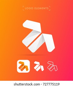 Vector abstract origami letter T logo template. Material design, flat and line style. Application icon