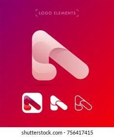 Vector abstract origami Letter A template. Material design, flat, line-art icon style bundle
