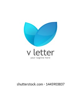 Vector abstract origami letter V logo design template. Material design, flat and line-art style. Application icon