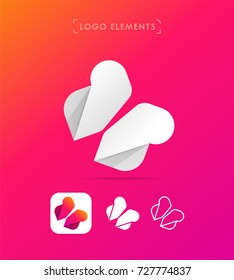 Vector abstract origami letter X logo template. Material design, flat and line style. Application icon