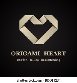 vector abstract origami paper heart symbol