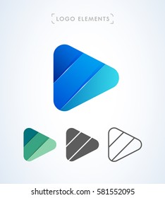 Vector Abstract Origami Play Button Logo. Can Be Used As An App Icon And Company Corporate Identity.