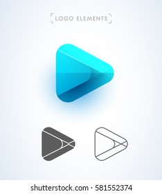 Vector abstract origami play button logo. Can be used as an app icon and company corporate identity.