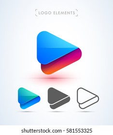 Vector abstract origami play button logo. Can be used as an app icon and company corporate identity.