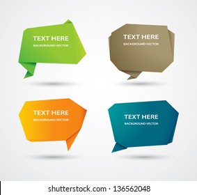 Vector abstract origami speech bubble vector background.
