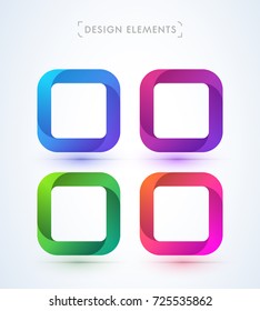 Vector abstract origami swirl frames. Design elements collection