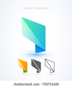 Vector abstract origami wing logo template. Geometric polygonal shape. Material design, flat and line-art style