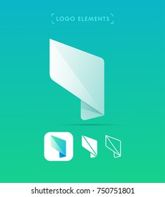 Vector abstract origami wing logo template, application icon. Geometric polygonal shape. Material design, flat and line-art style